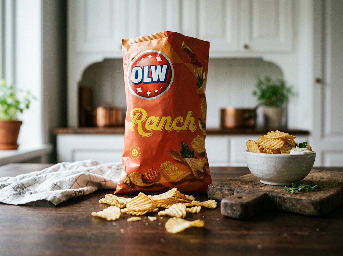 OLW Chips Ranch 275g – Ranch-Flavoured Swedish Potato Chips, 9.7 oz
