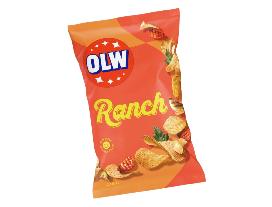 OLW Chips Ranch 275g – Ranch-Flavoured Swedish Potato Chips, 9.7 oz