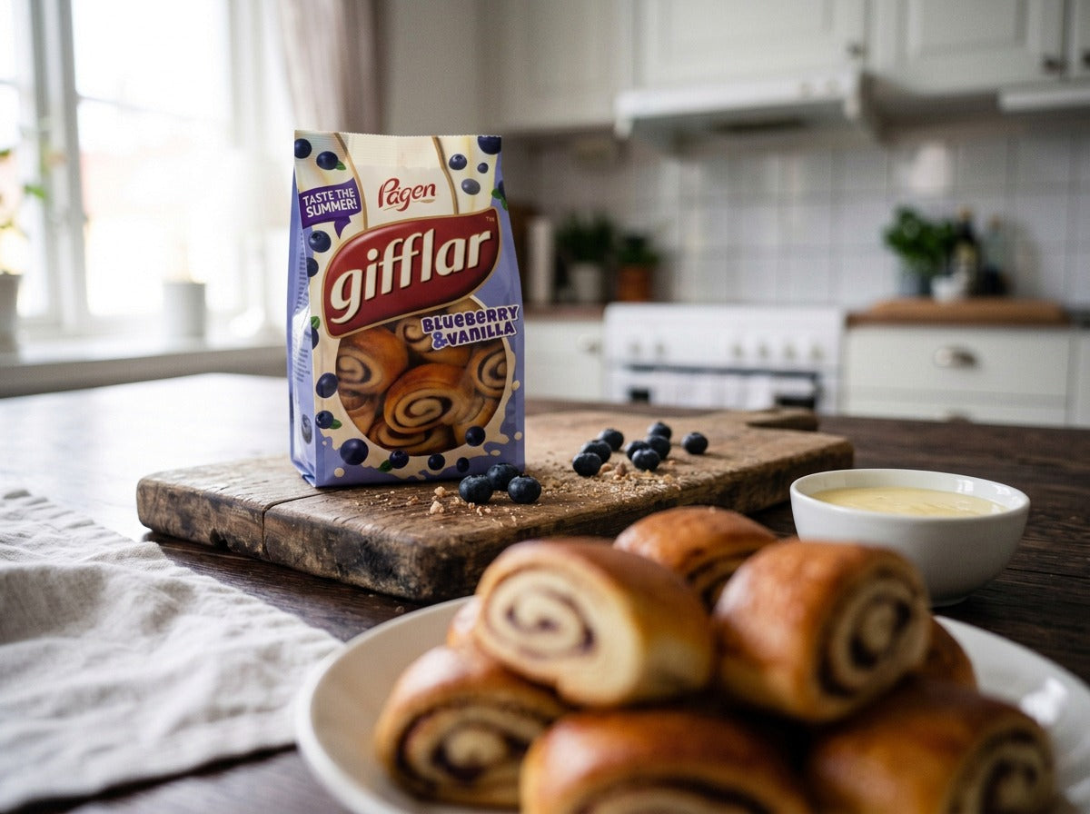 Pågen Gifflar Blueberry & Vanilla 260g – Swedish Mini Blueberry & Vanilla Sweet Rolls in the kitchen
