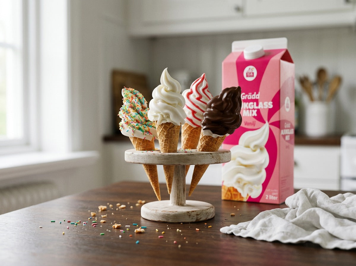 SIA Glass Mjukglassmix Vanilj 2L – Swedish Vanilla Soft Serve Ice Cream Mix, 67.6 fl oz