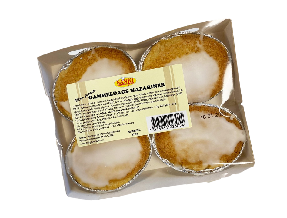 Sanjo Gammeldags Mazariner 220g – traditional Swedish almond pastries with icing included in the Swedish Fika Box Medium
