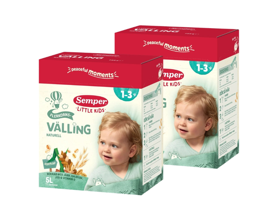 Semper Flerkornsvälling Naturell 2 x 725g – Swedish plain multigrain cereal drink for toddlers aged 1–3 years