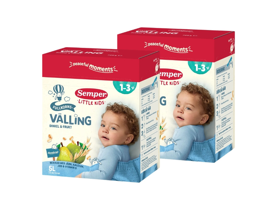 Semper Fullkornsvälling Dinkel & Frukt 2 x 725g – Swedish wholegrain multigrain cereal drink with spelt and fruit for toddlers aged 1–3 years