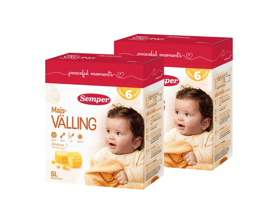 Semper Majsvälling 2 x 725g – Swedish mild corn cereal drink for babies from 6 months