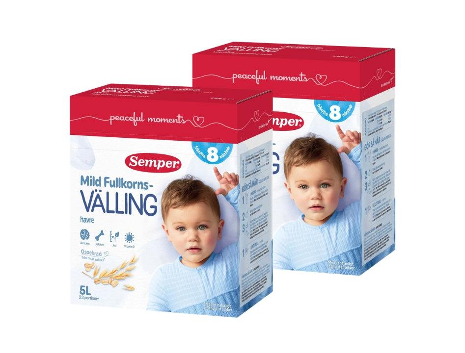 Semper Mild Fullkornsvälling med Havre 2 x 725g – Swedish mild wholegrain oat cereal drink for babies from 8 months