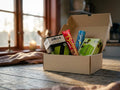 Swedish Fika Box Small – Zoégas Skånerost coffee, Ballerina biscuits, Singoalla and Delicato Punschrullar Dammsugare arranged together

