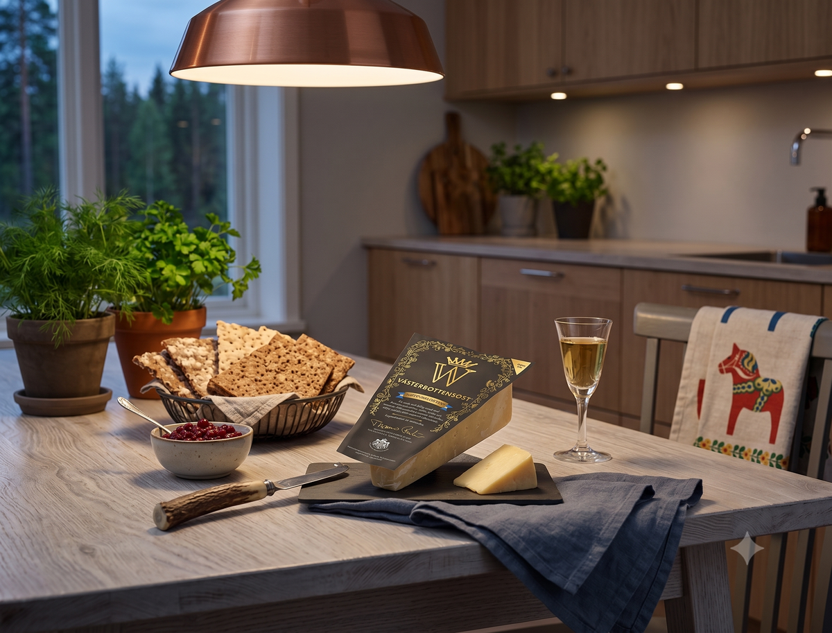 Västerbottensost Swedish aged hard cheese with rich nutty flavour, traditional cheese from northern Sweden