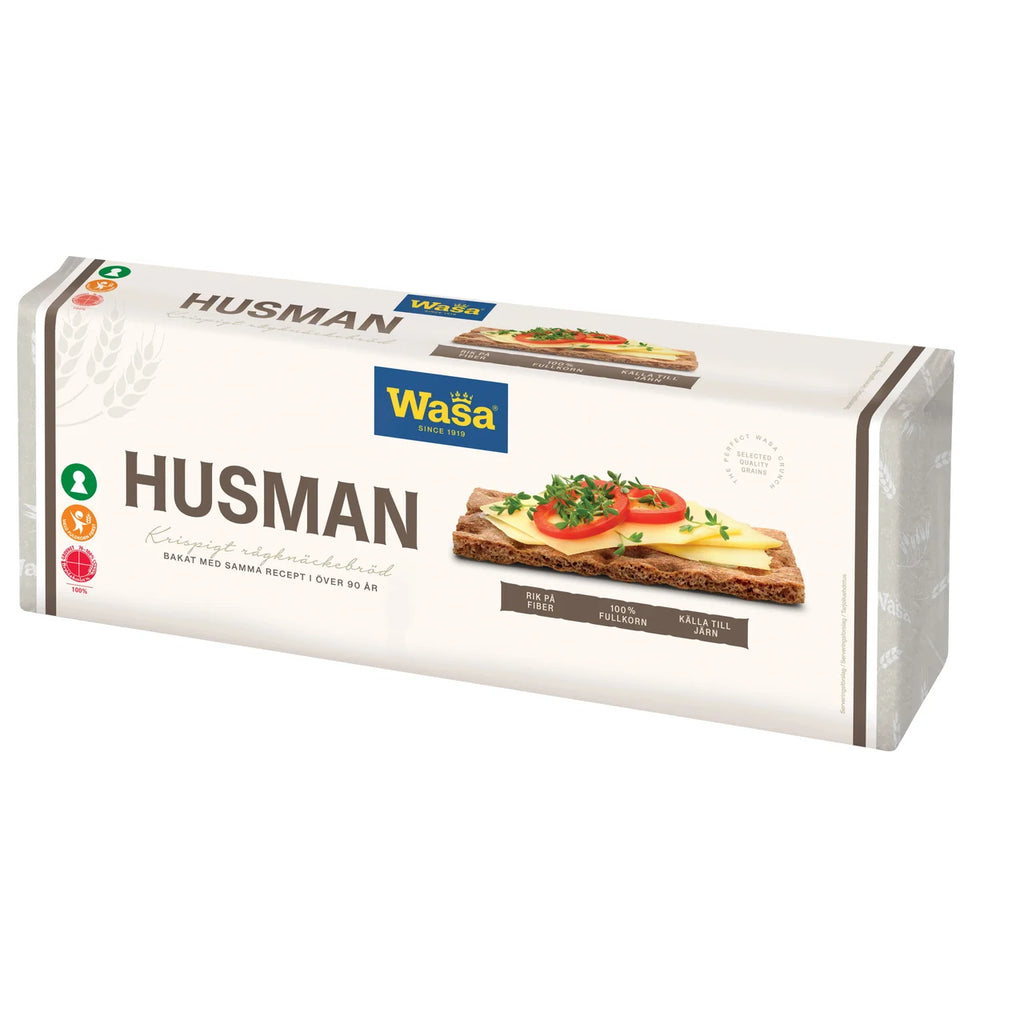 Wasa Husman 520g – Swedish whole grain rye crispbread, 100% whole grain, high in fiber, same recipe for over 90 years, included in the Kalles Kaviar Taste Box Small
