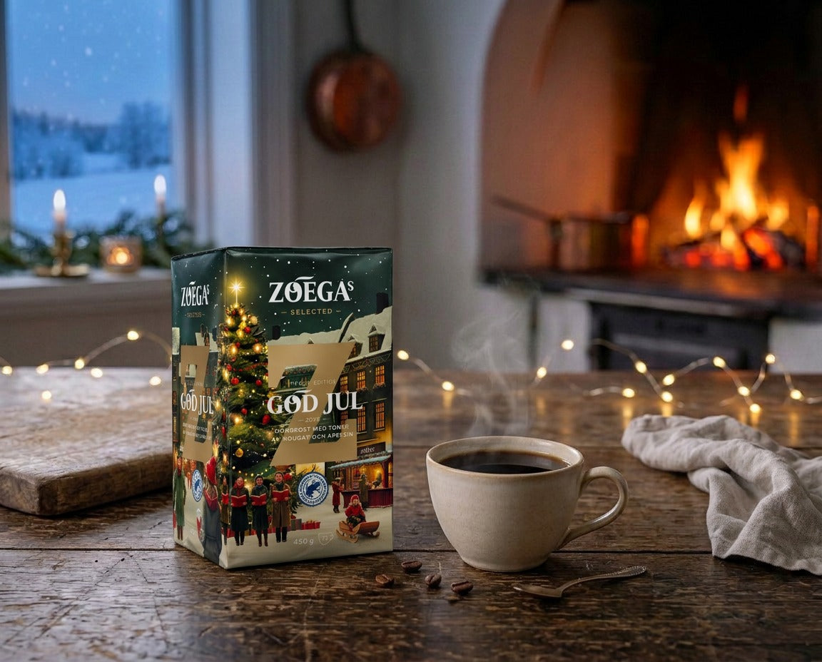 Zoégas Julkaffe 2026 450g 15.9 oz Swedish limited edition dark roast ground Christmas coffee with nougat and orange notes