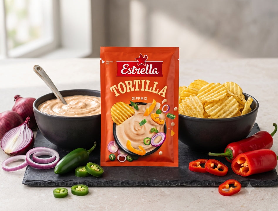 8 × Estrella Dippmix Tortilla 24g (0.85 oz) – Authentic Swedish Tex-Mex Dip Mix