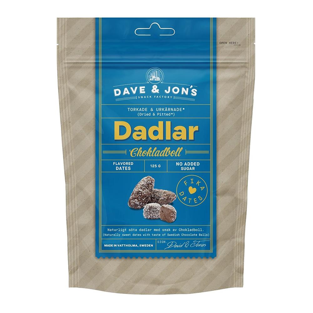 5 Pack Dave & Jons Dadlar Chokladboll - Dates with the taste of Swedish Chocolate Balls (125g / 4.40oz)