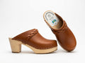 Calmare Christina High Swedish Wooden Clogs – Handmade in Sweden | Genuine Leather | 7cm High Heel