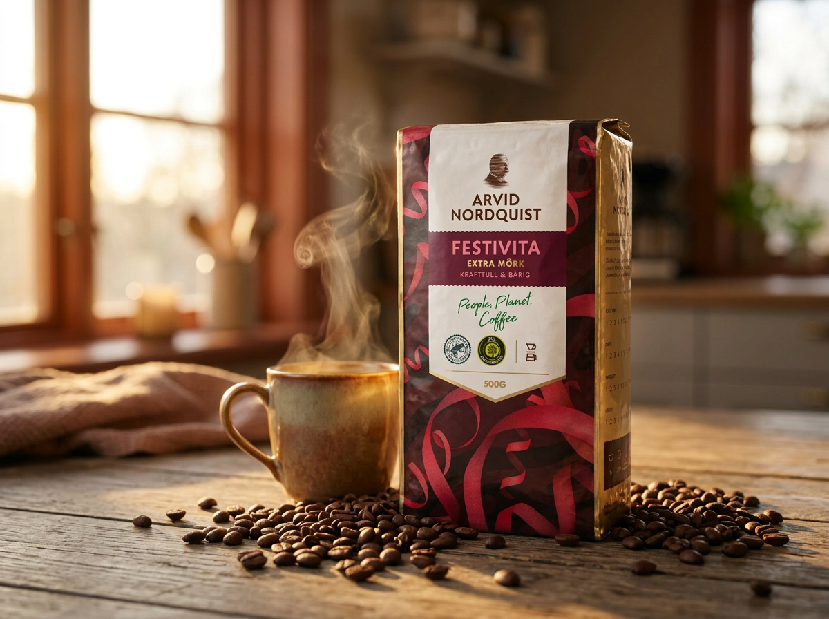 Arvid Nordquist Classic Festivita Ground Coffee 4 × 500g (4 × 17.64 oz) – Premium Swedish Extra Dark Roast 100% Arabica Coffee