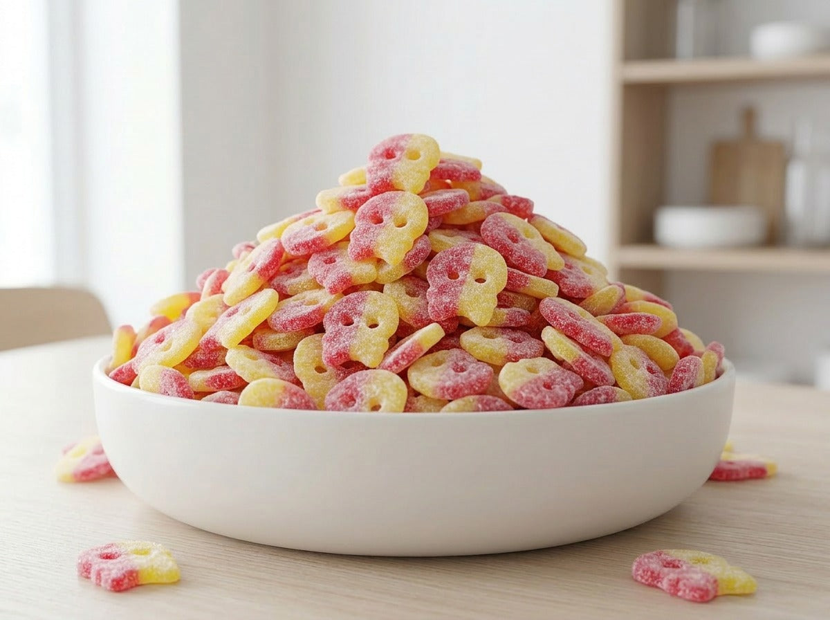 BUBS Giant Sour SKALLE Candy 3.2kg (112.88 oz) – Authentic Swedish Vegan Lemon & Raspberry Sour Skull Candy Bulk Box