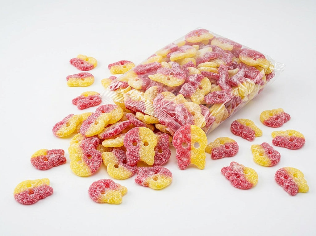 BUBS Giant Sour SKALLE Candy 3.2kg (112.88 oz) – Authentic Swedish Vegan Lemon & Raspberry Sour Skull Candy Bulk Box