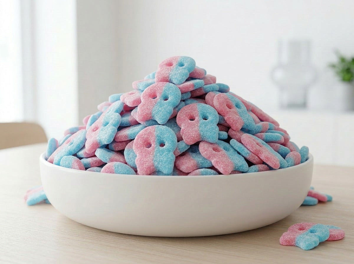 BUBS Dizzy SKALLE Bubblegum Candy 2.6kg (91.71 oz) – Authentic Swedish Vegan Soft & Chewy Skull Candy Bulk Box