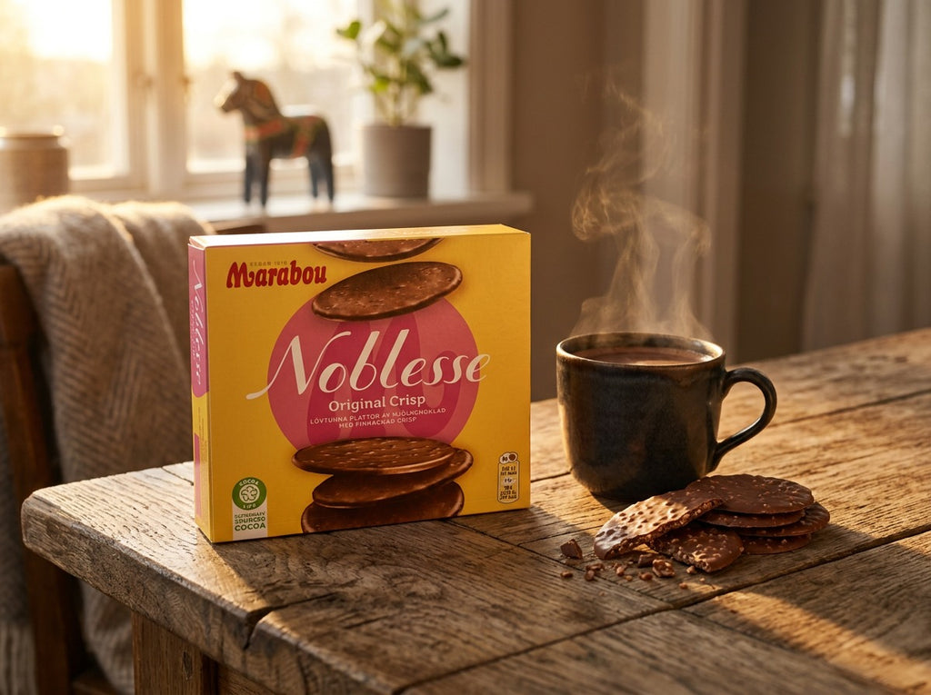 Marabou Noblesse Original Crisp 4 × 150g (4 × 5.29 oz) – Authentic Swedish Premium Thin Milk Chocolate Crisps