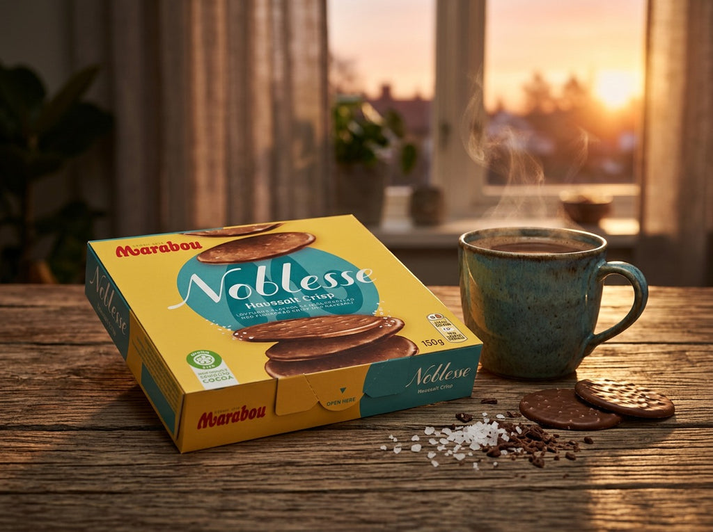 Marabou Noblesse Sea Salt Crisp 2 × 150g (2 × 5.29 oz) – Authentic Swedish Premium Thin Milk Chocolate Crisps with Sea Salt