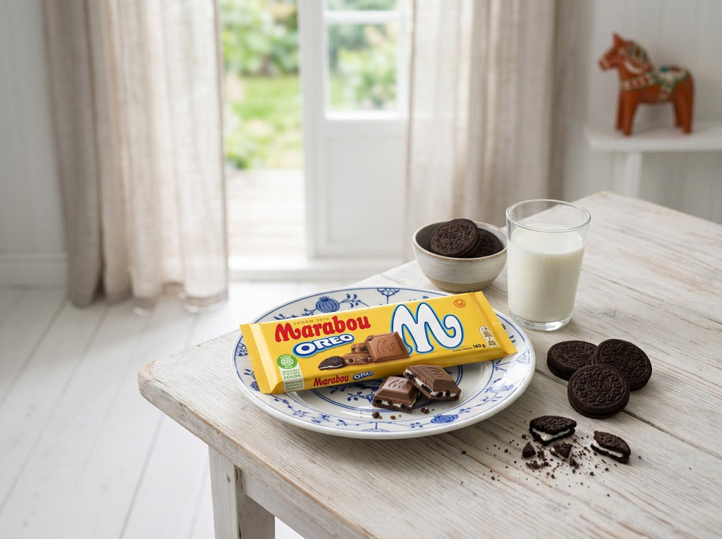 Marabou Mjölkchoklad Oreo 160g (5.64 oz) – Authentic Swedish Milk Chocolate with Oreo Cookie Pieces