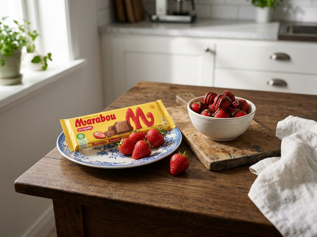 Marabou Chokladkaka Jordgubb 160g (5.64 oz) – Authentic Swedish Milk Chocolate with Crunchy Strawberry Pieces